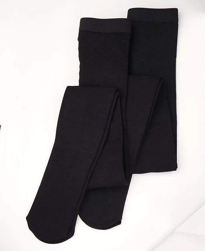 French Connection Women's 2 Pack Fleece Lined Footed Tight, Black, S/M